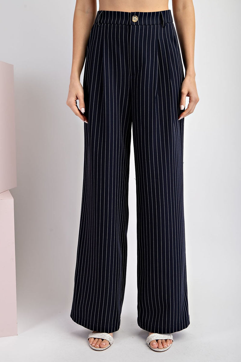 Whitney Pinstriped Straight Leg Pant in Navy