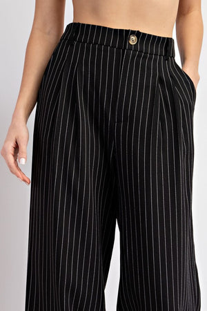 Whitney Pinstriped Straight Leg Pant in Black