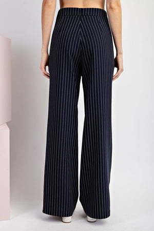 Whitney Pinstriped Straight Leg Pant in Navy