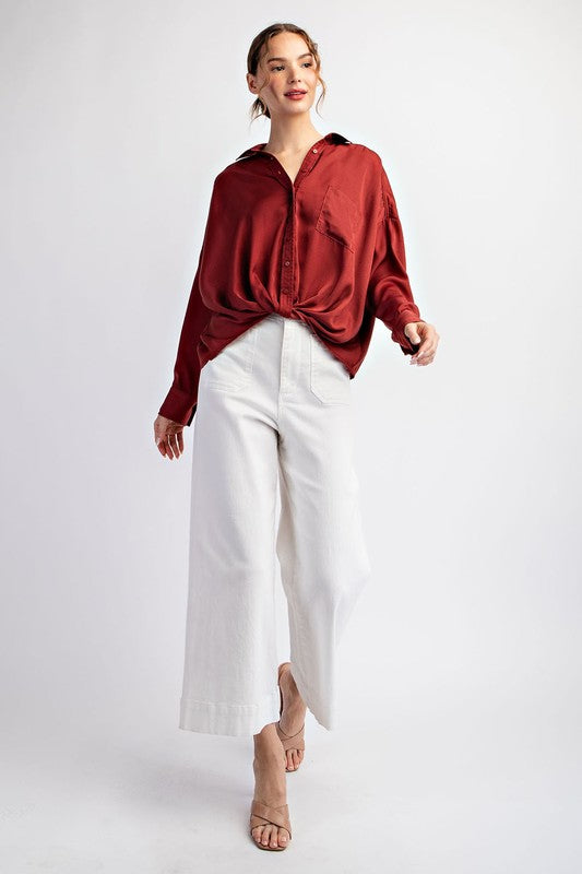 Brianna Long Sleeve Blouse With Front Gathering