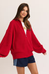 Lana Red Zip Up Oversized Sweater Cardigan