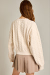 Jennifer Bow Detail Cable Knit Sweater in Cream