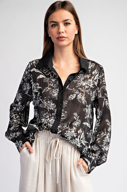 Tabitha Floral Printed Long Sleeve Blouse