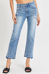 Rory Mid Rise Straight Leg Released Hem Jeans by Risen