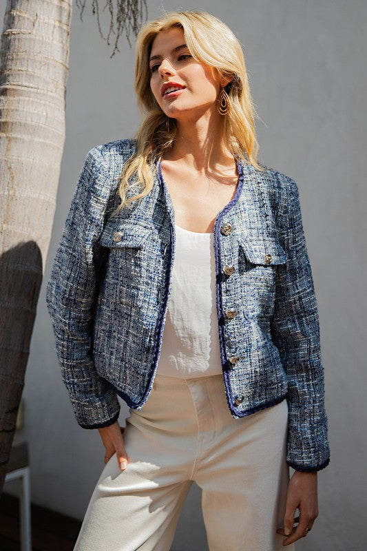 Evelyn Tweed Blazer in Navy