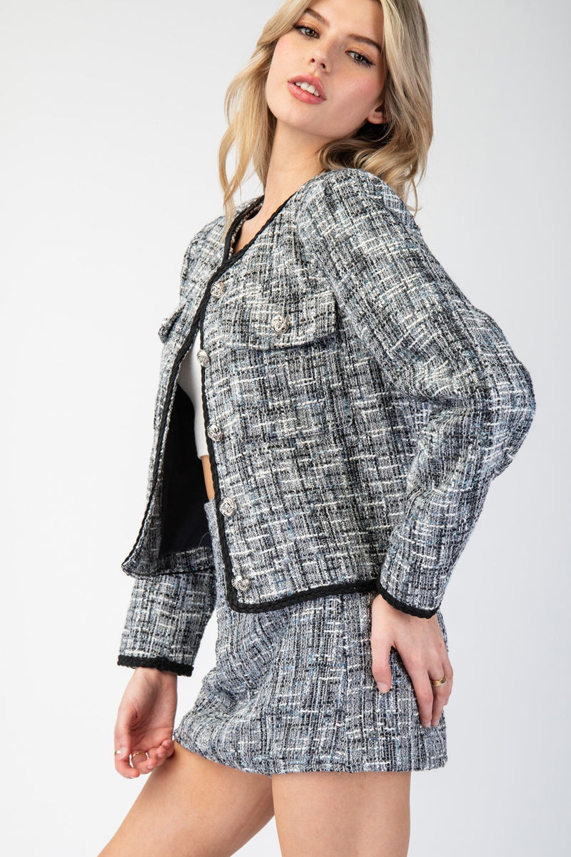 Evelyn Tweed Blazer in Black