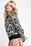 Haley Floral Print Sweater in Black