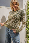 Haley Floral Print Sweater in Dry Herb