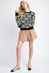 Haley Floral Print Sweater in Black