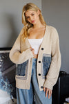 Beth Knit Cardigan With Denim Pockets