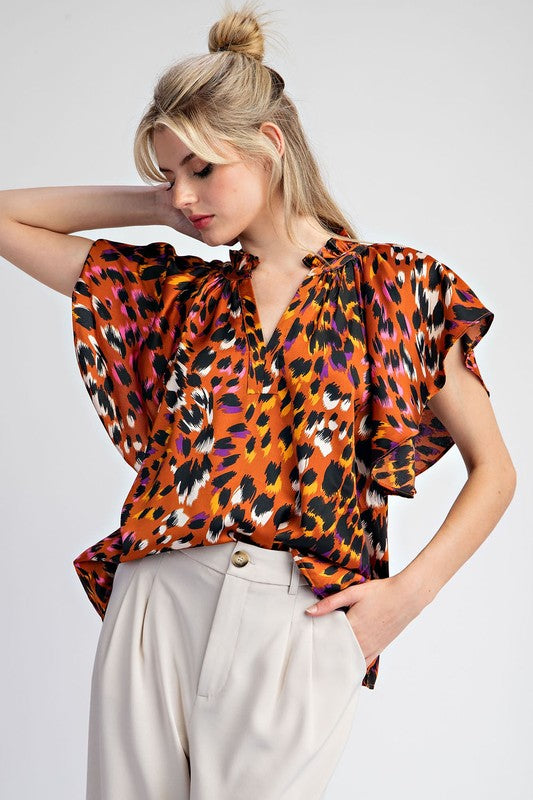 Jenna Printed V-Neck Blouse