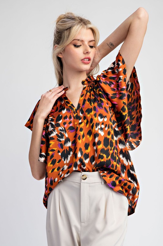 Jenna Printed V-Neck Blouse