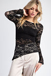 Roxy Floral Sheer Top in Black