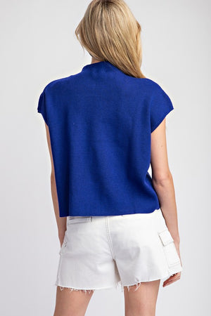 Jesse Short Sleeve Sweater Top in  Royal Blue