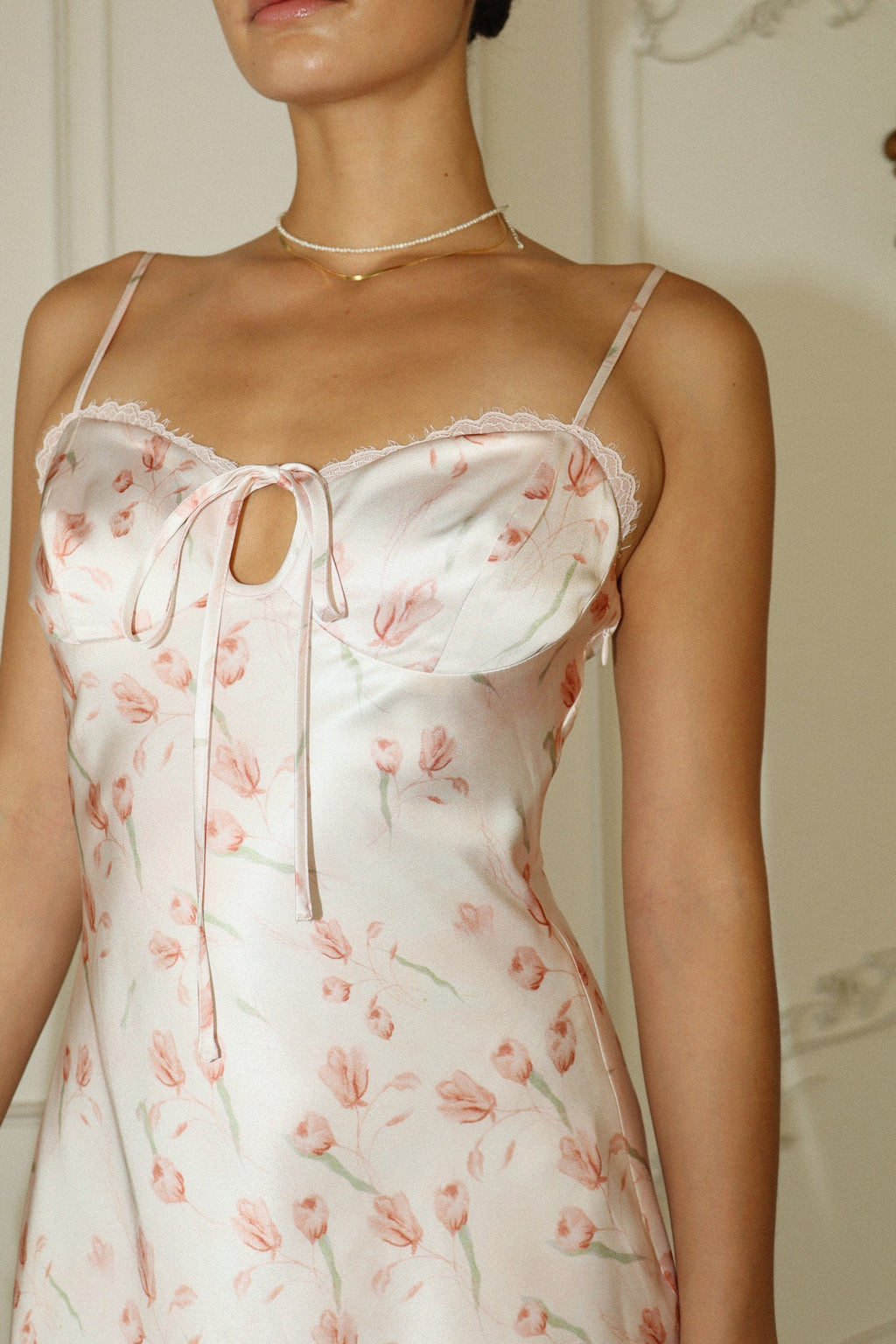 Tulip Print Satin Bias Cut Mini Dress by Bailey Rose