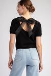 Bethany Textured Fabric Top in Black by Miou Muse