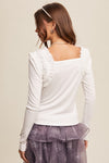 Nicole Shoulder Ruffle Accent Knit Top in Cream