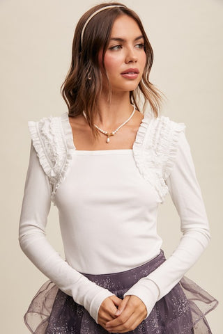 Colleen Crew Neck Knit Top in White