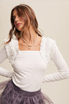 Nicole Shoulder Ruffle Accent Knit Top in Cream