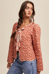 Solei Floral Print Front Tie Quilted Jacket