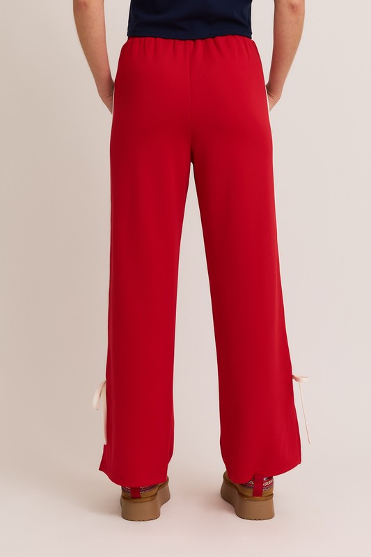 Blythe Bow Detail Track Pants in Red and White