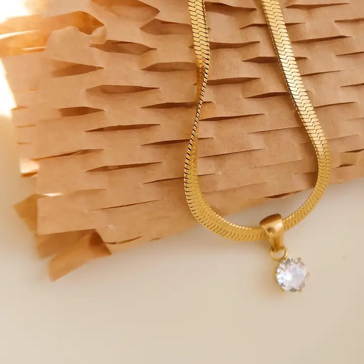 Blanc 18K Snake Chain With CZ Pendant