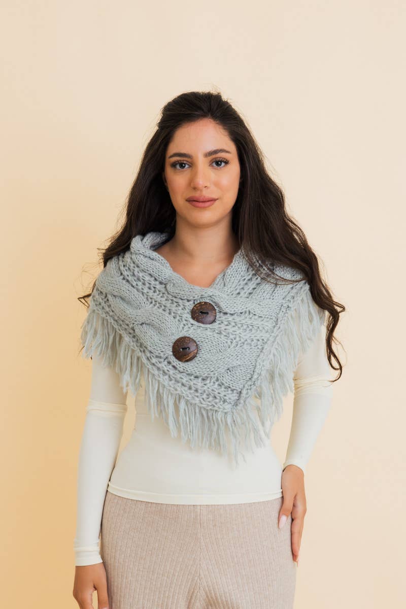 Heathered Shoulder Warmer With Coco Buttons: Mocha