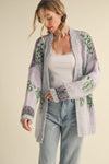 Mallory Oversized Fuzzy Floral Cardigan in Lavender Green