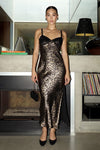 Angelina Metallic Black Leopard Print Dress