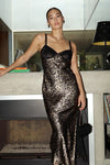Angelina Metallic Black Leopard Print Dress