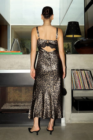 Angelina Metallic Black Leopard Print Dress