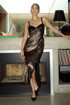 Angelina Metallic Black Leopard Print Dress