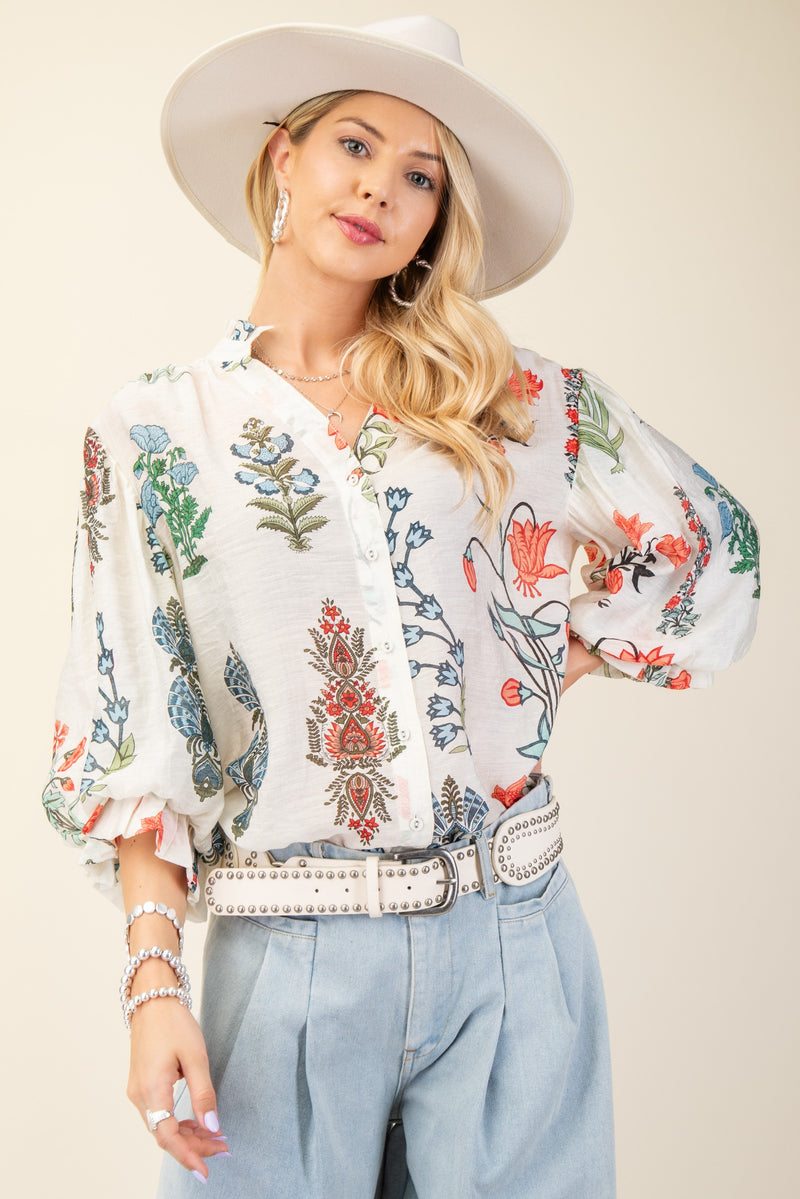 Julie Short Sleeve Floral Blouse