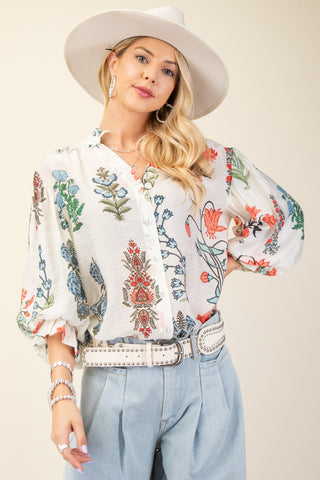 Roxy Floral Sheer Top in Purple