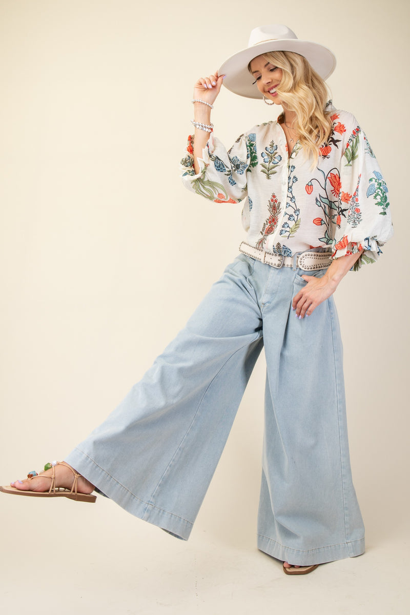 Julie Short Sleeve Floral Blouse