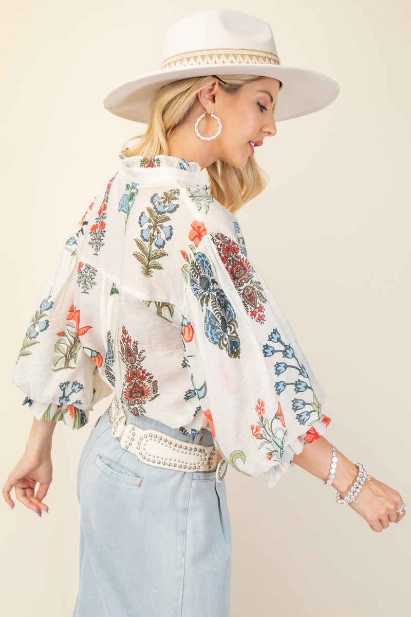 Julie Short Sleeve Floral Blouse