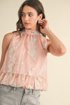 Nina Metallic Floral Jacquard Bubble Hem Top