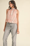 Nina Metallic Floral Jacquard Bubble Hem Top