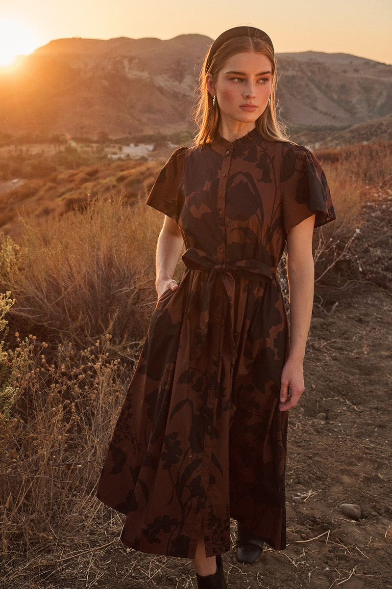 Somerton Floral Aurelia Babydoll Midi Dress in Size XS-3X by Sugarlips