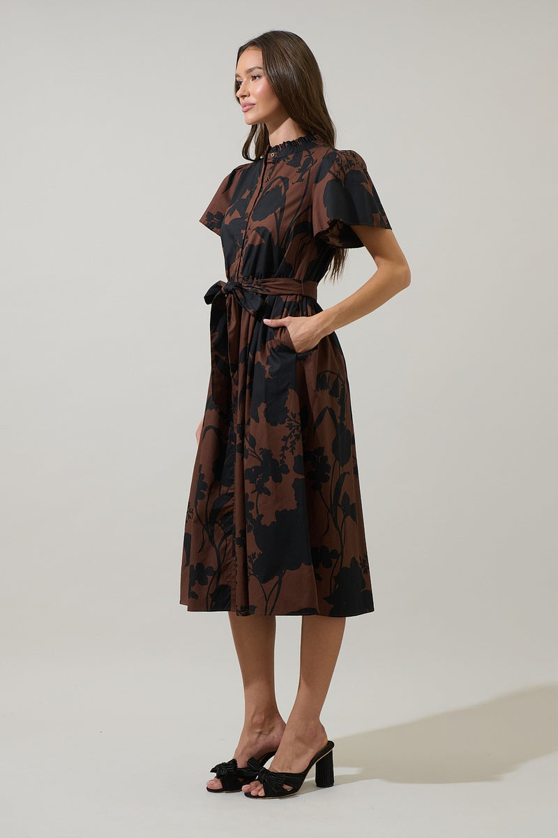 Somerton Floral Aurelia Babydoll Midi Dress in Size XS-3X by Sugarlips