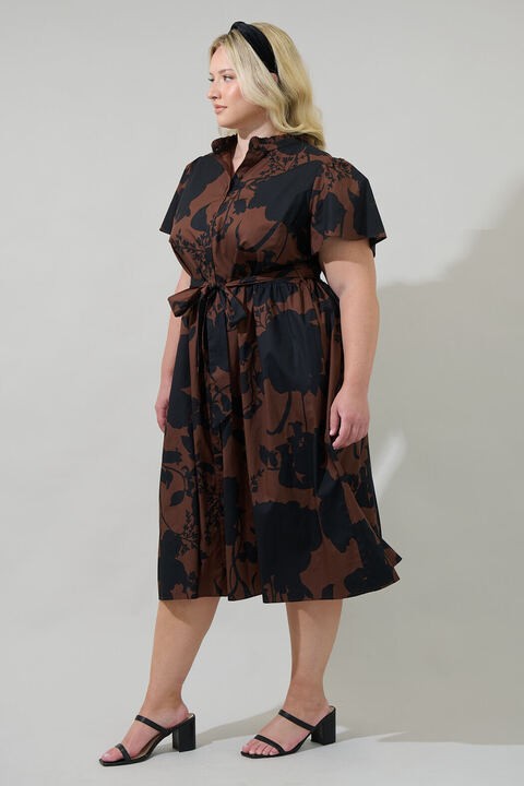 Somerton Floral Aurelia Babydoll Midi Dress in Size XS-3X by Sugarlips