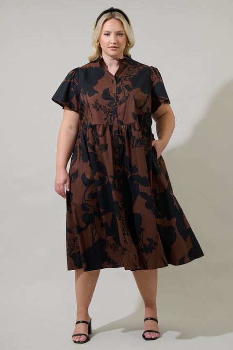 Somerton Floral Aurelia Babydoll Midi Dress in Size XS-3X by Sugarlips