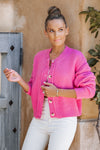 Savannah Textured Knit Cardigan in Fuchsia