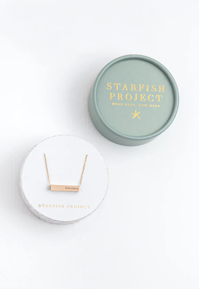 Walk Humbly Act Justly Gold Bar Necklace by Starfish Project