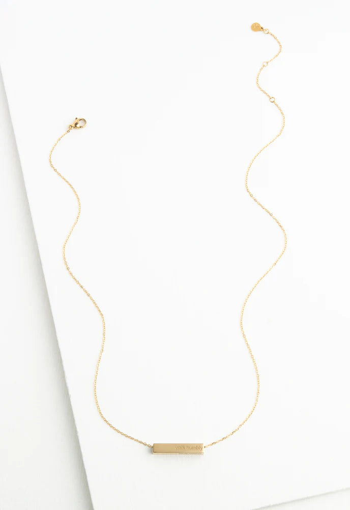 Walk Humbly Act Justly Gold Bar Necklace by Starfish Project