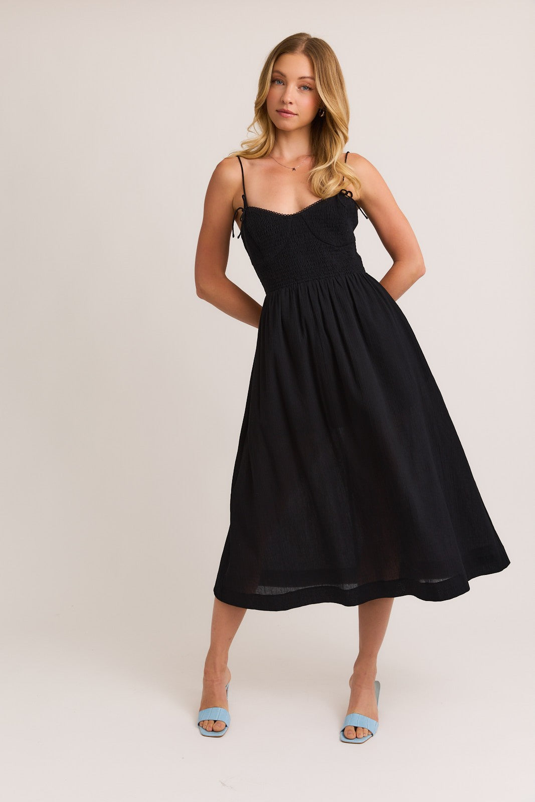 dress black tops Sadie Smocked Top Midi by Le Lis XS VM: Bridesmaid Olive Prio Floral Midi A Line * Materials Size:48 Long