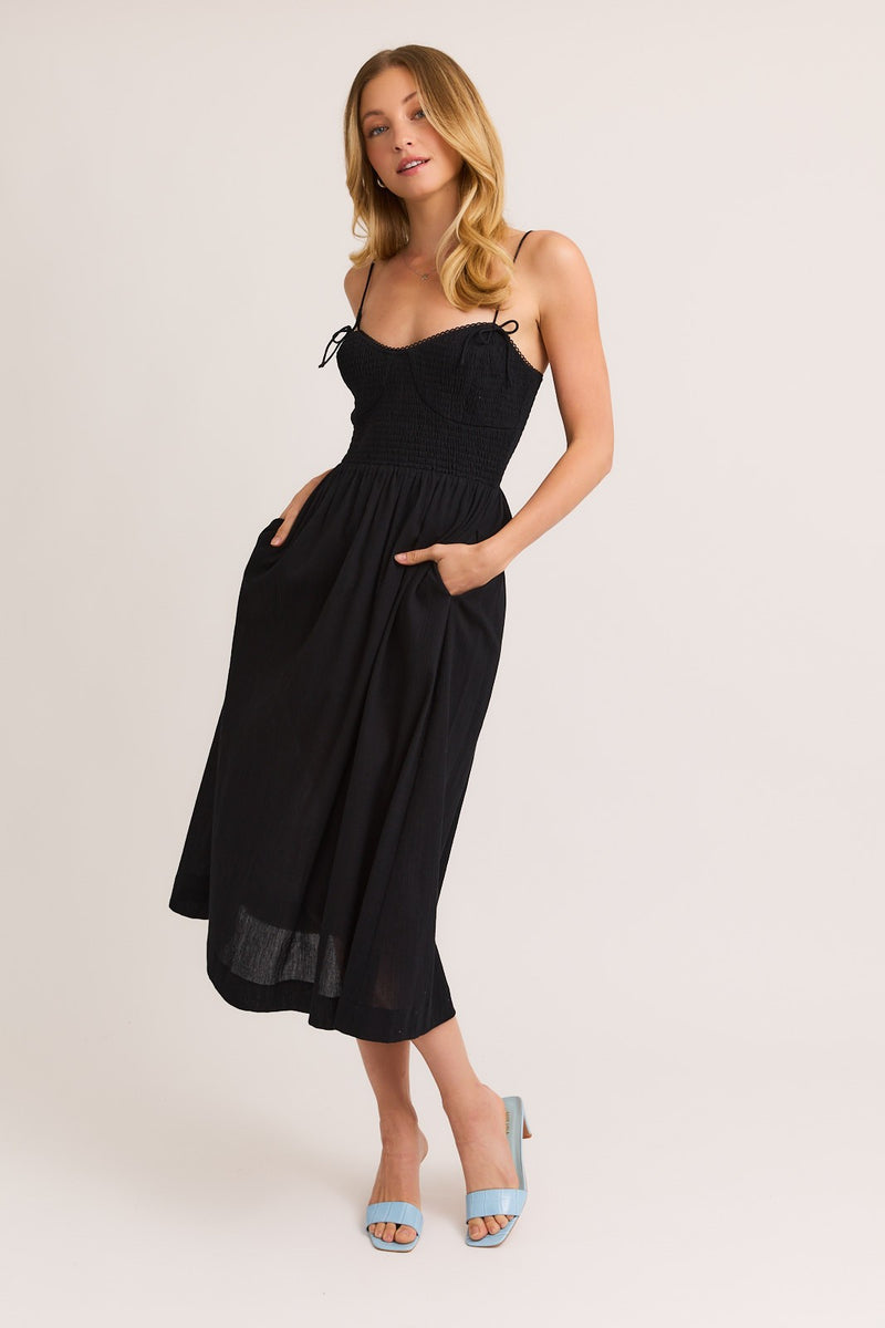 smocked top midi dress Urban Renewal Remnants Smocked Top Plaid Midi Dress
