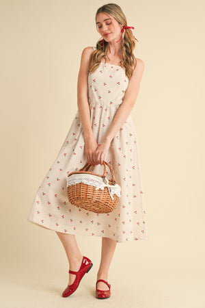 Caroline Cherry Gingham Midi Dress