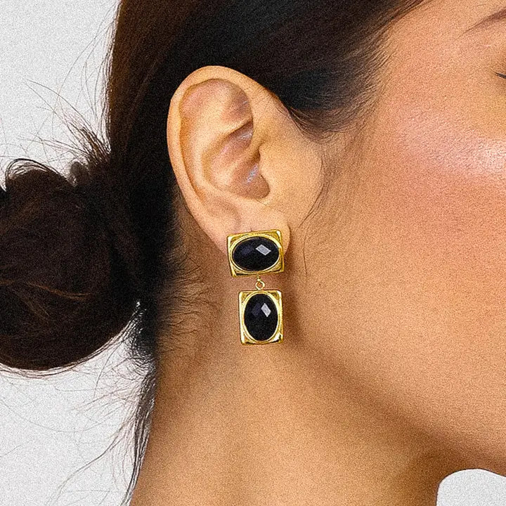 Chance 18K Gold Non-Tarnish Square Stone Earring