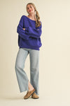 Tara Boat Neck Bubble Sleeve Sweater in Crown Blue
